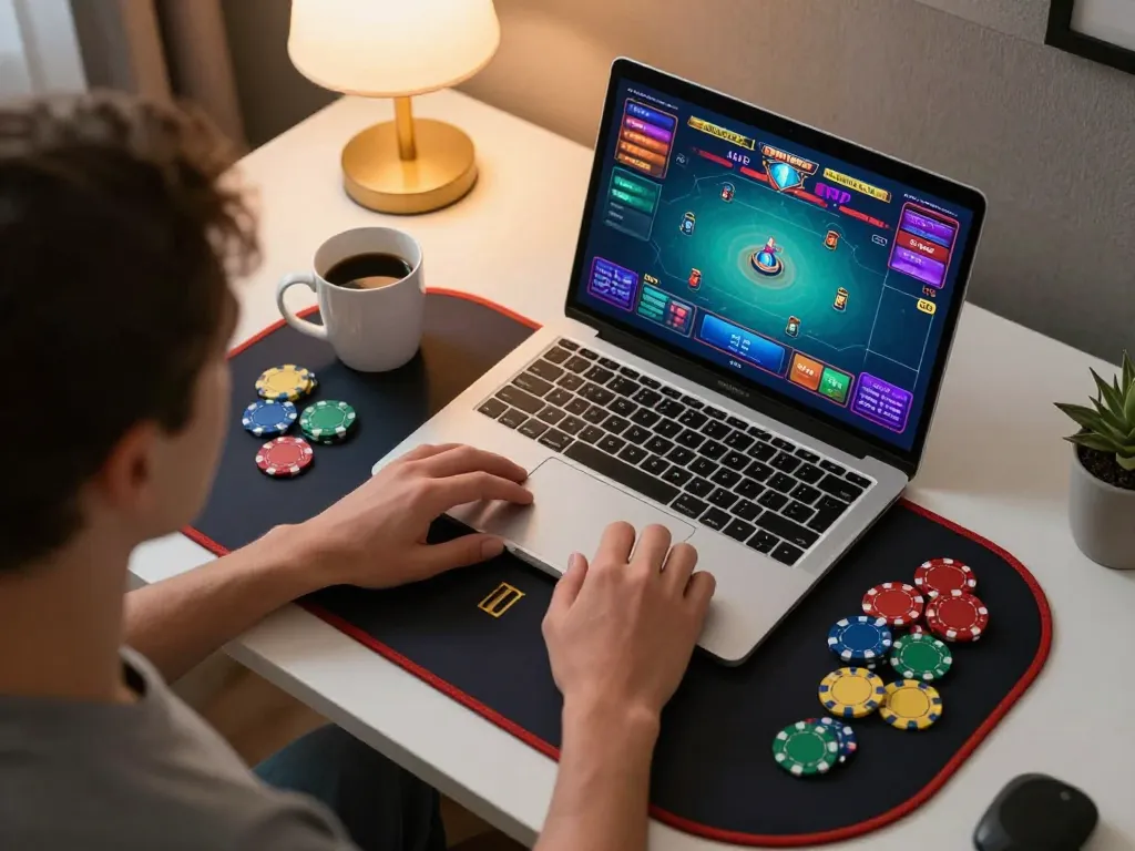 Player immersed in a poker game through 3win com with vibrant graphics and strategic betting options.