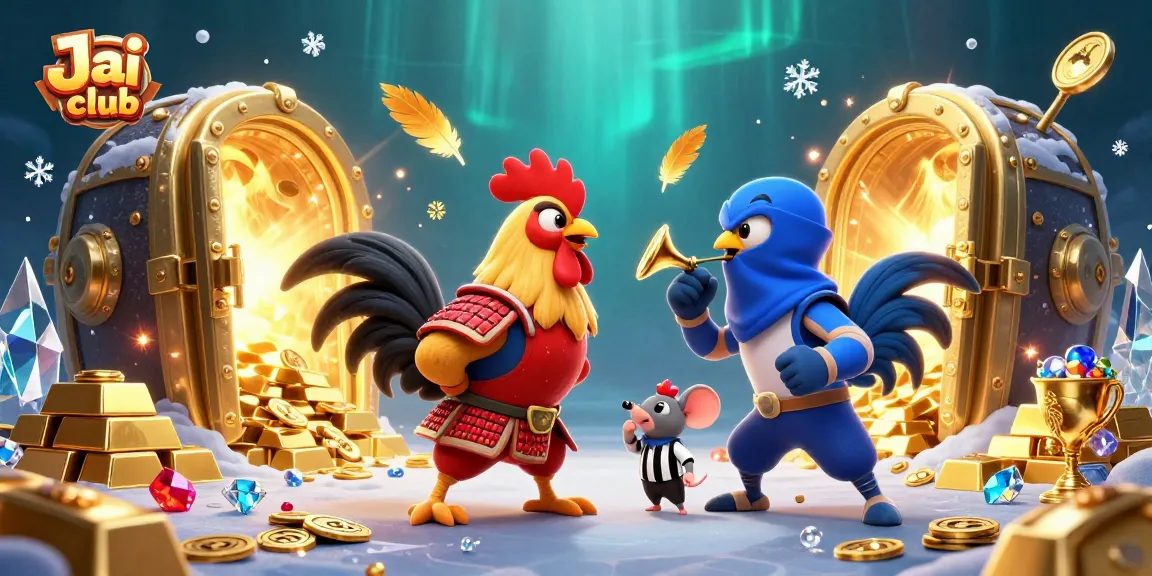 Win big on Jai club with exciting games featuring dynamic roosters and a treasure vault backdrop.