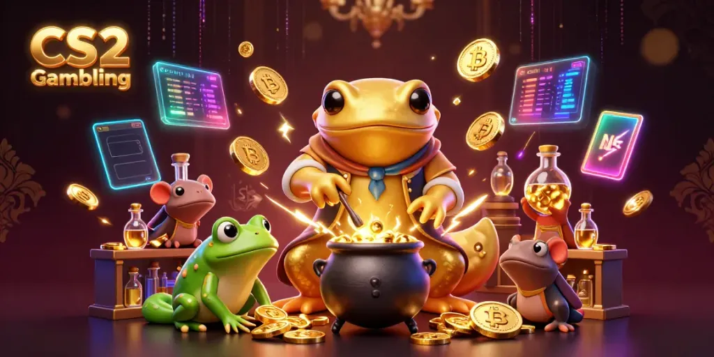 Engage with CS2 Gambling as a golden salamander alchemist transforms metals into gold coins.