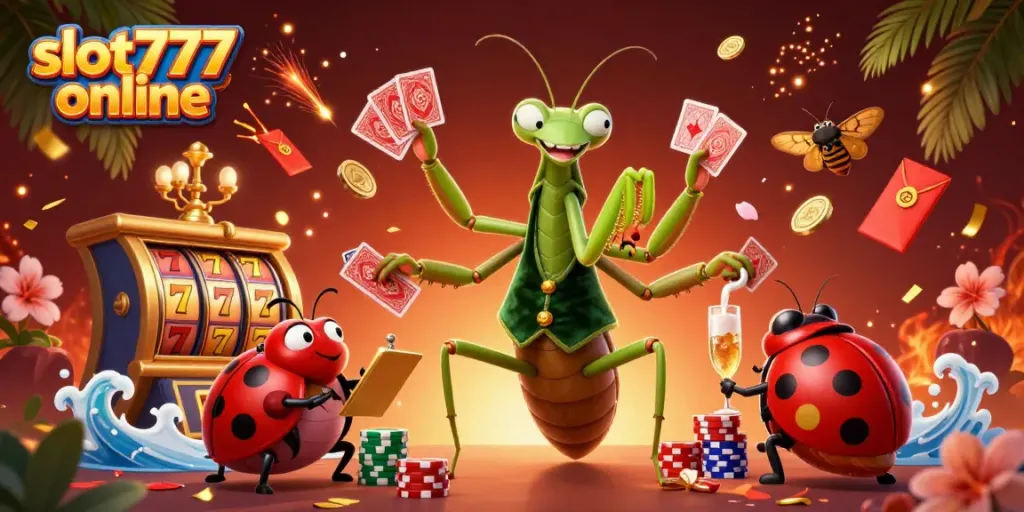 Slot777 online menawarkan pengalaman bermain yang penuh warna dengan mesin slot dan karakter kartun menarik.