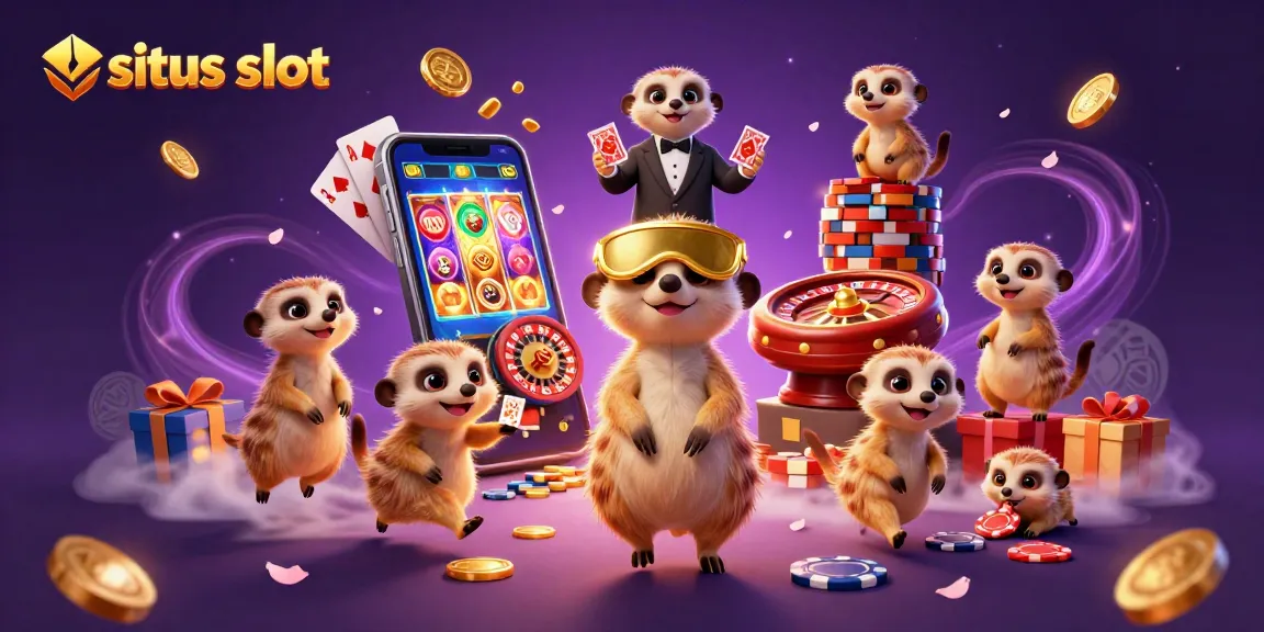 Enjoy the exciting action of situs slot with meerkats managing a casino, showcasing thrilling games and jackpots.