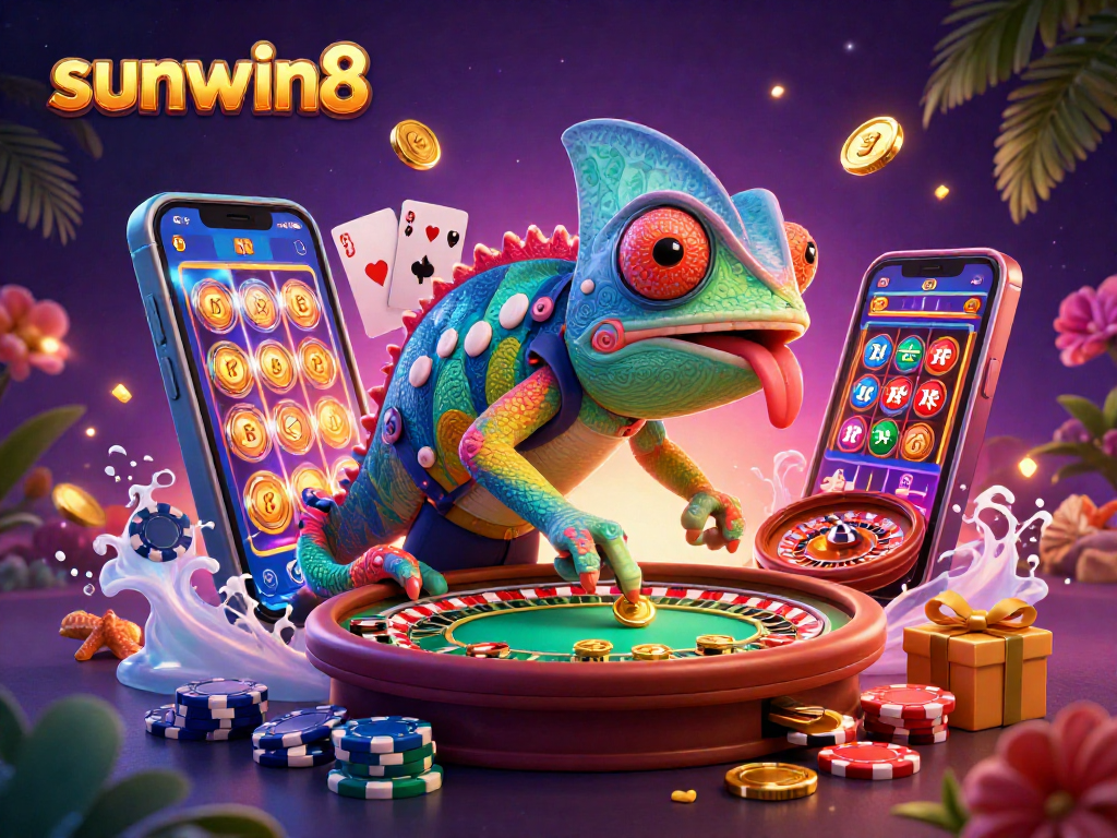 Join the vibrant world of sunwin8 where the chameleon casino owner snaps up golden rewards amidst gaming excitement.