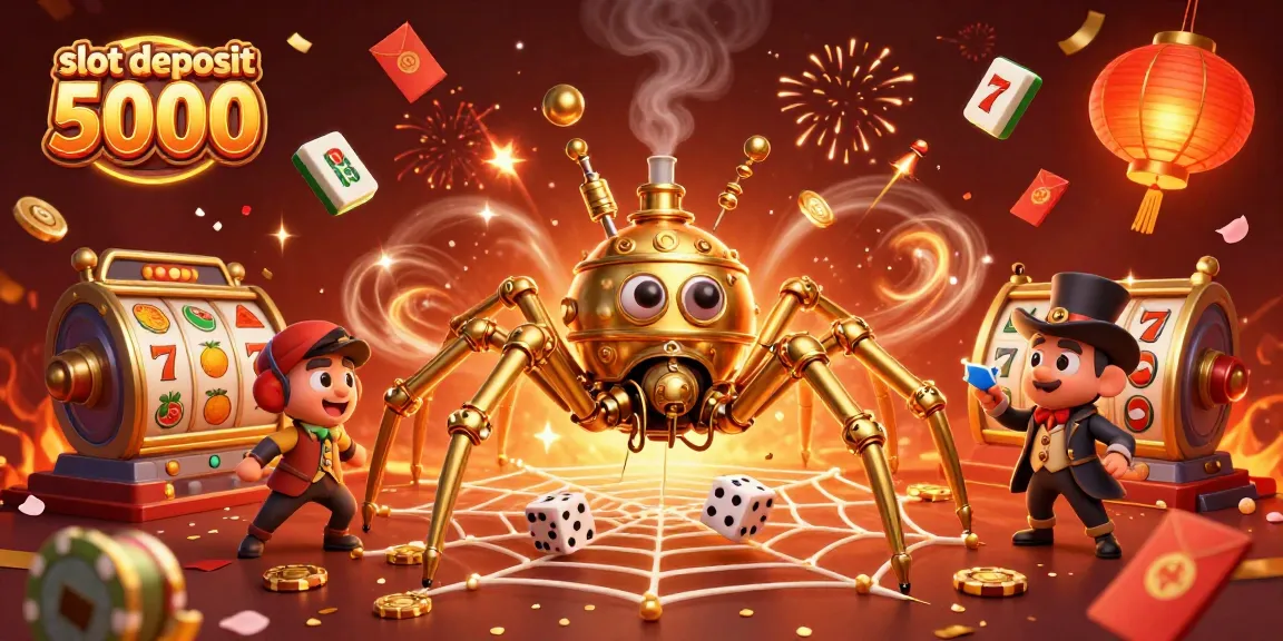 Slot deposit 5000 dengan karakter menarik dan elemen slot yang penuh warna.