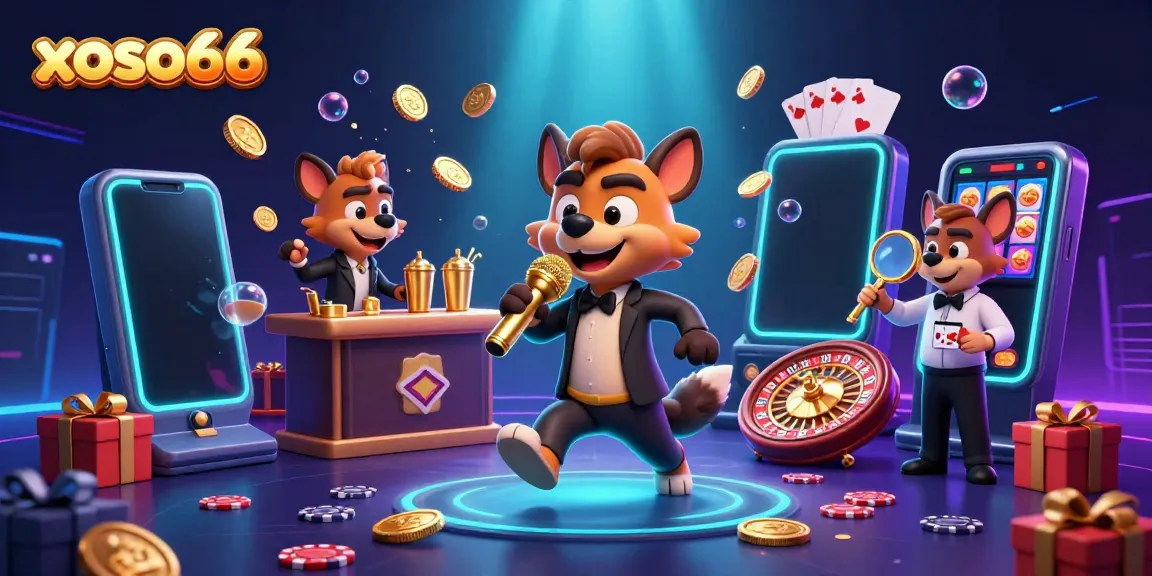 Experience the vibrant fun at xoso66 with hyenas running a comedy casino, showcasing interactive gaming elements.