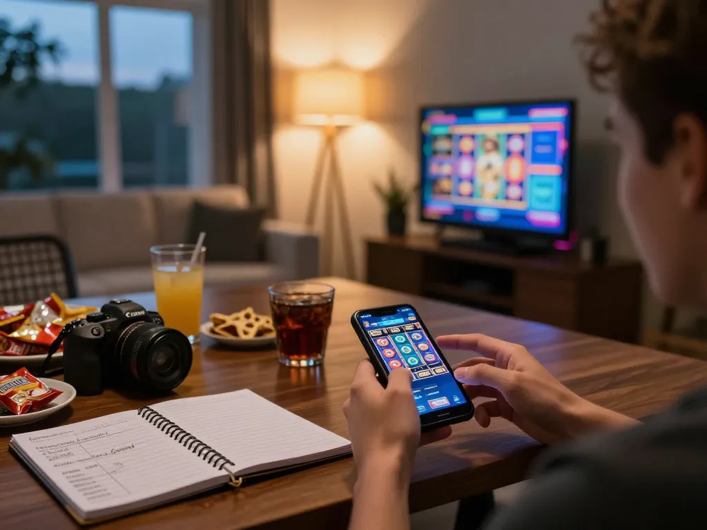 Experience the excitement of mobile gaming with M123 slots during a cozy home evening