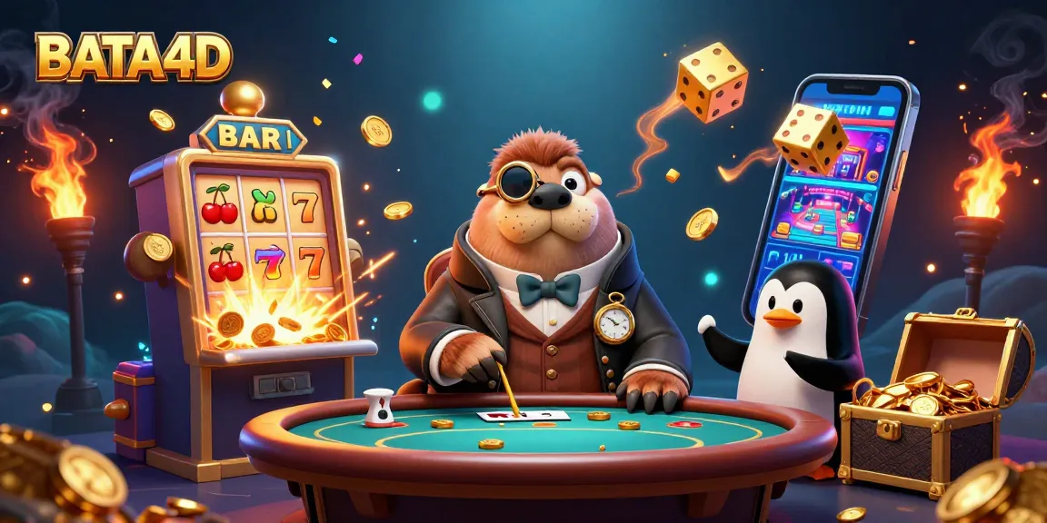 Bermain di BATA4D, walrus jolly dan dealer penguin di meja poker bawah laut.
