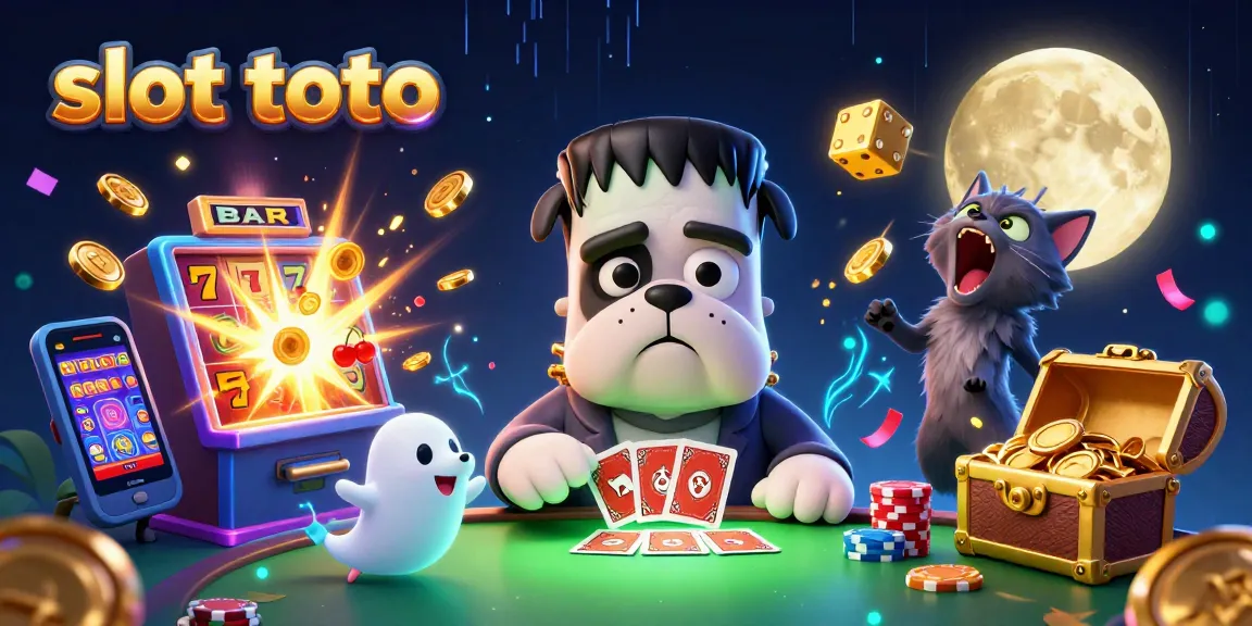 Engage in thrilling slot toto gameplay with vibrant characters and a jackpot explosion.