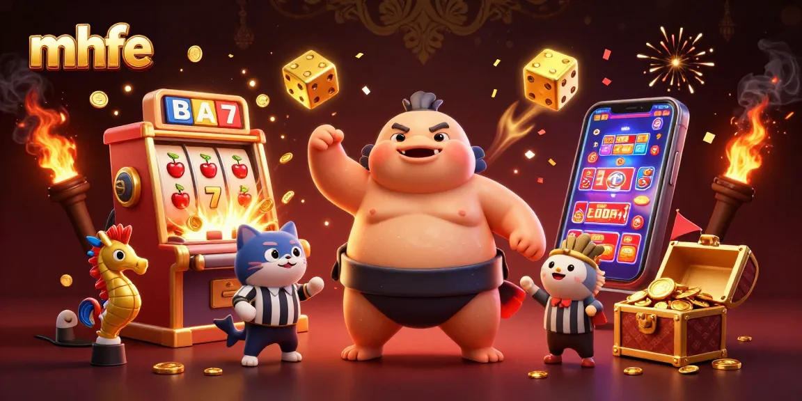 mhfe promotes exciting gameplay at a vibrant casino scene with a blowfish and referees.