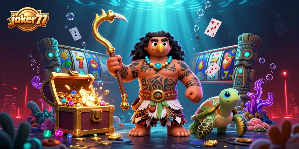 Experience thrilling jackpot adventures with joker77 in this vibrant 3D casino scene featuring action-packed game elements.