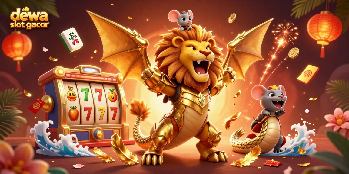 Melakukan taruhan di dewa slot gacor dengan karakter kartun 3D, simbol slot, dan nuansa warna cerah.