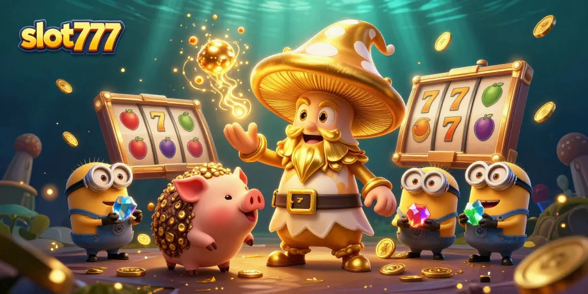Spin the slot777 reels with vibrant characters and casino magic in this immersive illustration.
