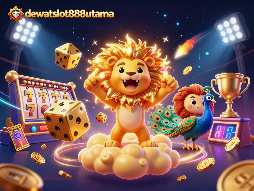 dewataslot888utama bawa keberuntungan slot dengan jackpot dan simbol buah dalam ilustrasi berwarna cerah