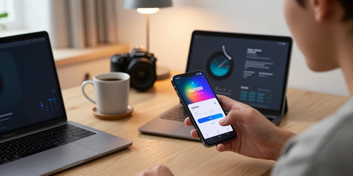 Seamless login experience using Slot7000 app in a modern workspace.