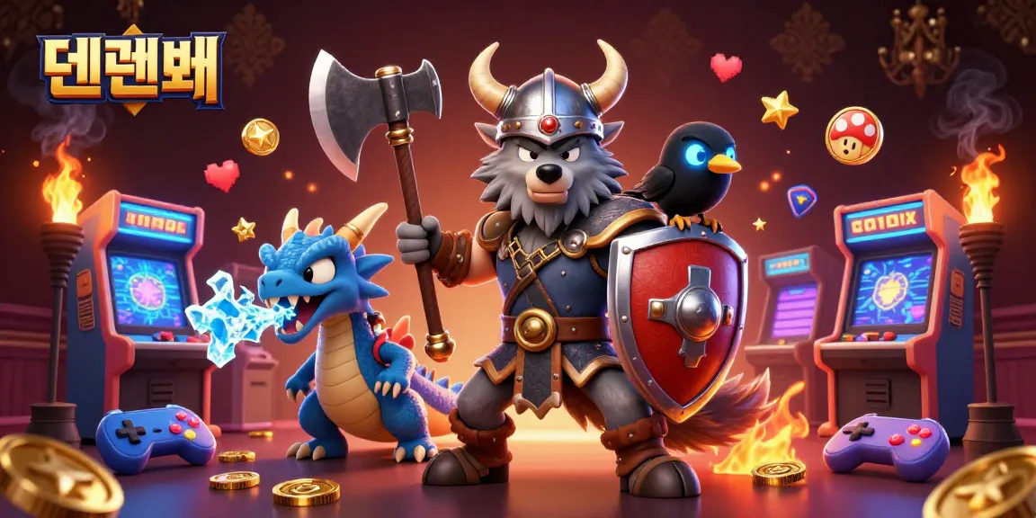 Experience the adventure of 텐텐벳 with an epic Viking warrior, fierce dragon, and gaming excitement.
