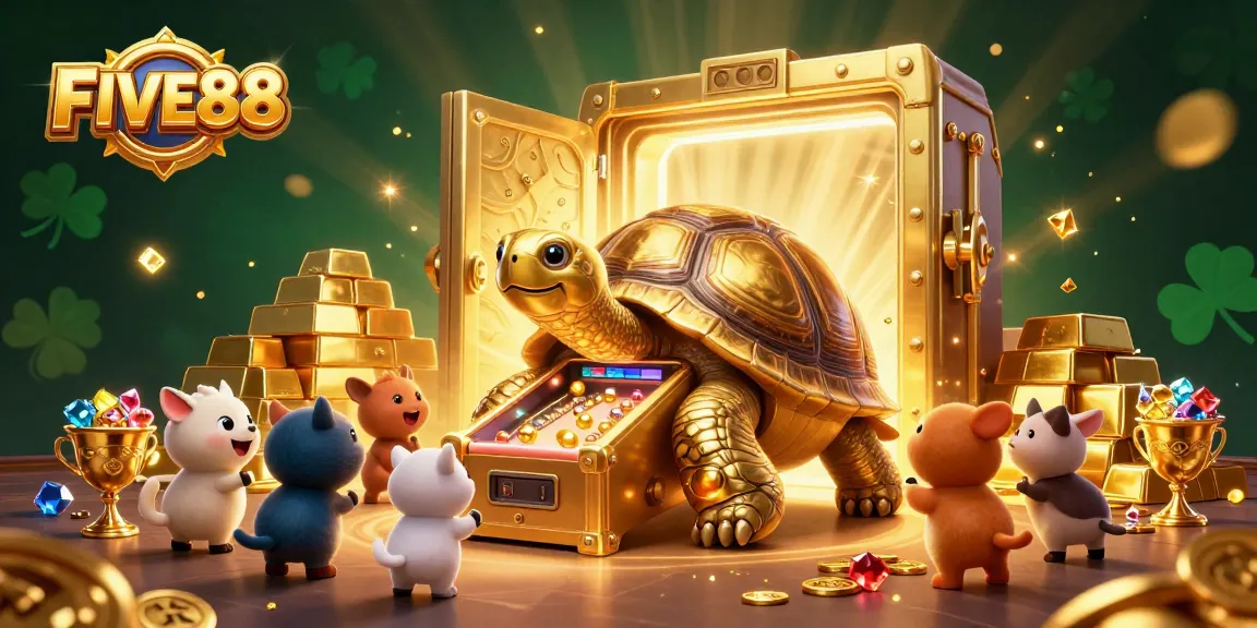 Experience excitement at FIVE88 with a golden tortoise pinball machine and treasure vault bursting with riches.