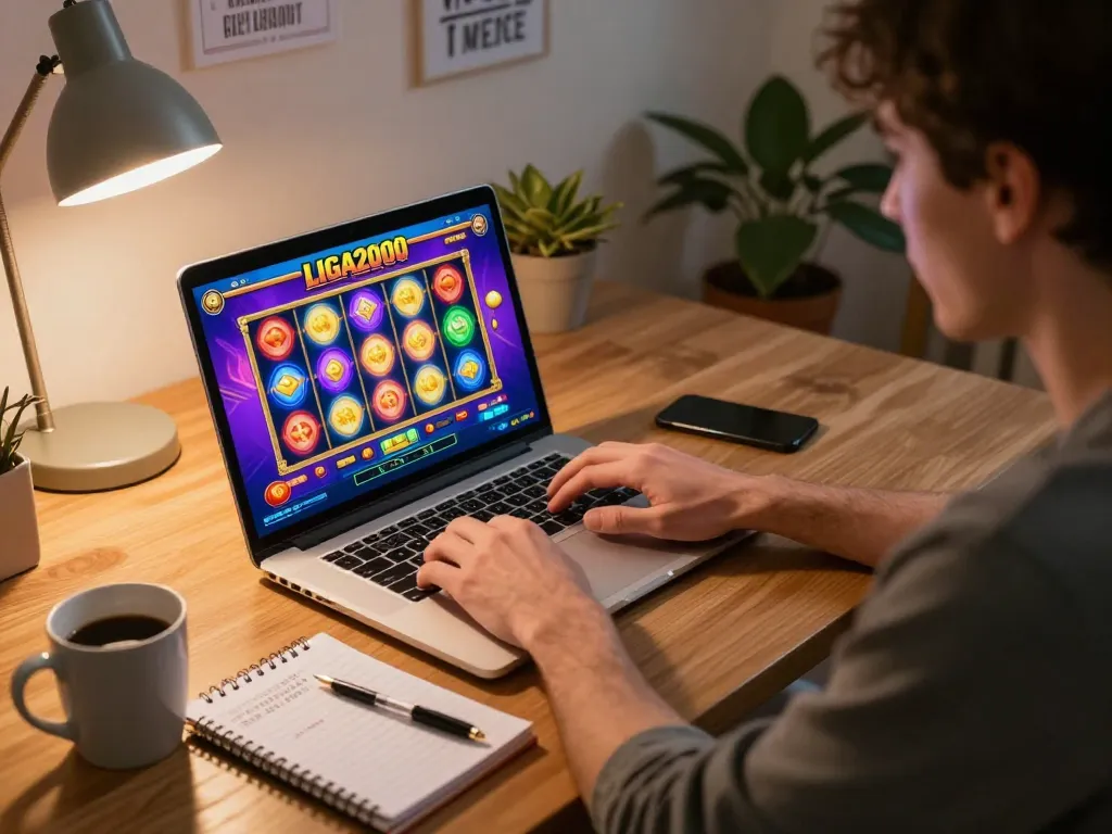LIGA2000 player engaging with exciting slot games on an online casino platform.