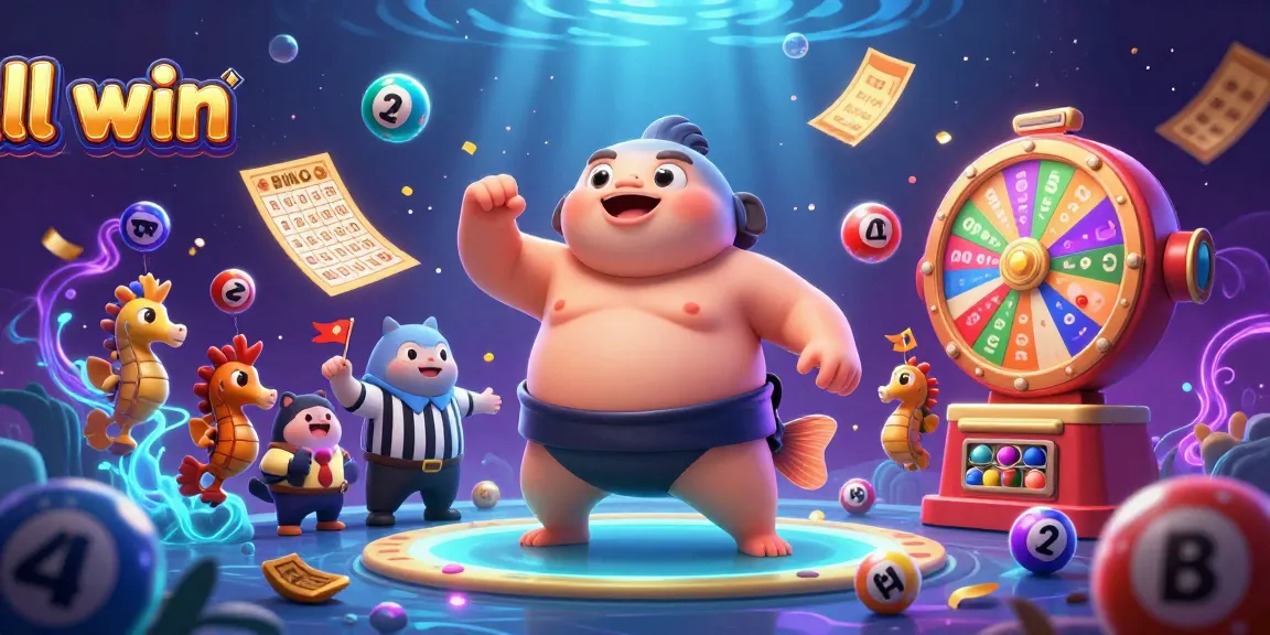 Engage with ll win as vibrant lottery balls bounce amid an exciting underwater casino scene.