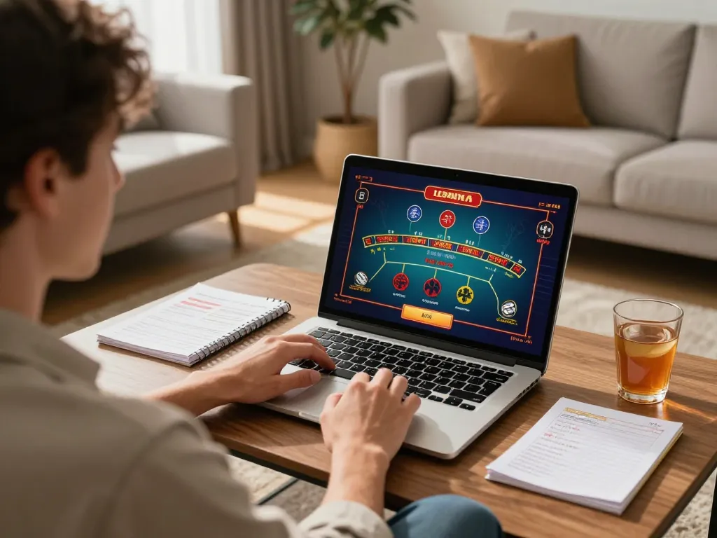 vt88 player enjoying online casino gaming at home with stylish setup and live dealer screen