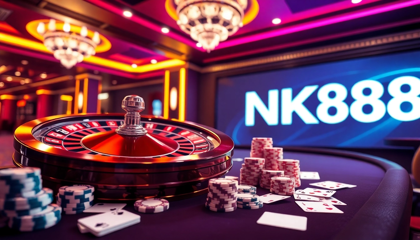 Experience NK88's thrilling online casino action with luxurious tables and vibrant visuals.