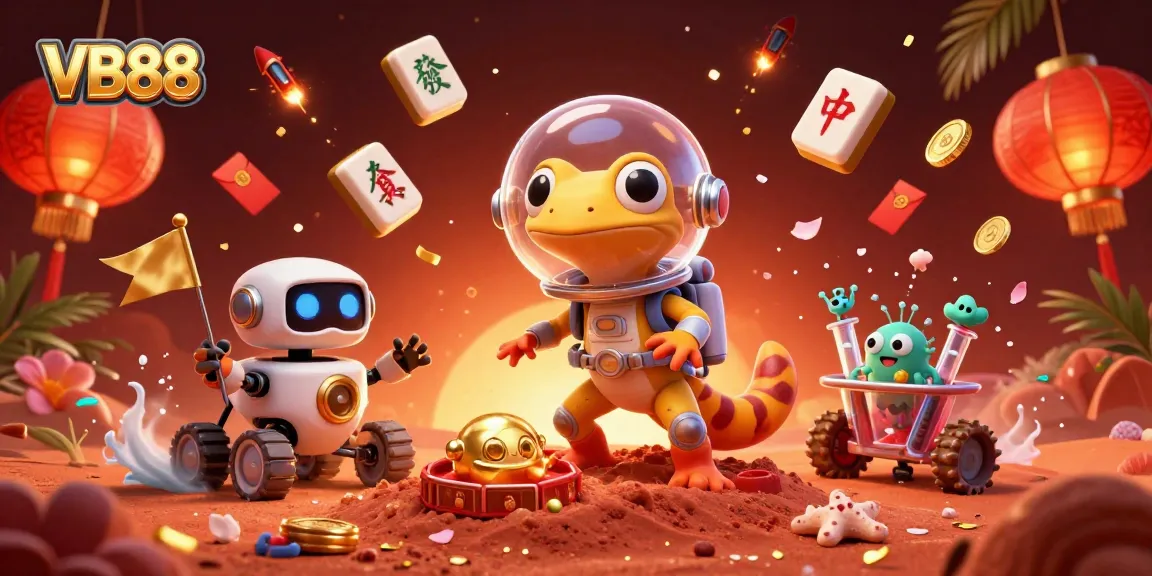 Experience VB88's vibrant casino adventure in a whimsical Martian setting with engaging details.