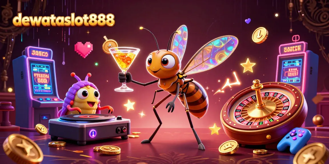 dewataslot888 menghadirkan ilustrasi kasino penuh warna dengan elemen slot dan keceriaan