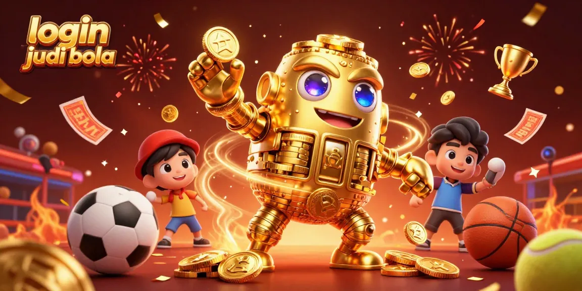 Experience the excitement of login judi bola with a vibrant 3D illustration featuring dynamic sports betting elements.