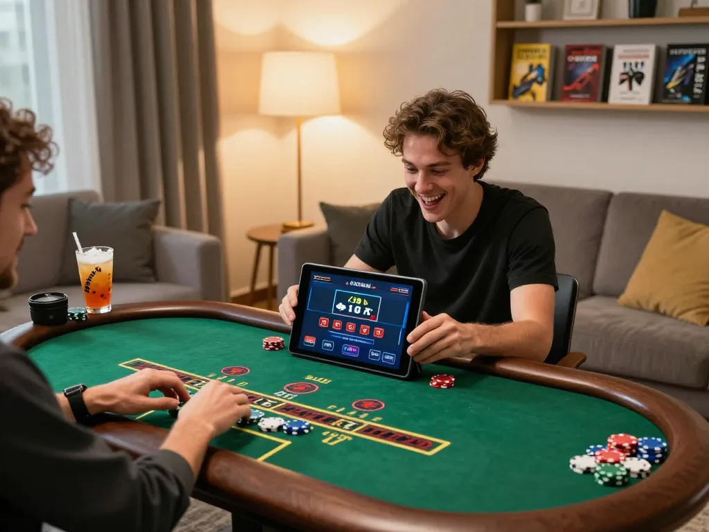 Playing engaging blackjack at online casinos in Canada from a cozy home setup.
