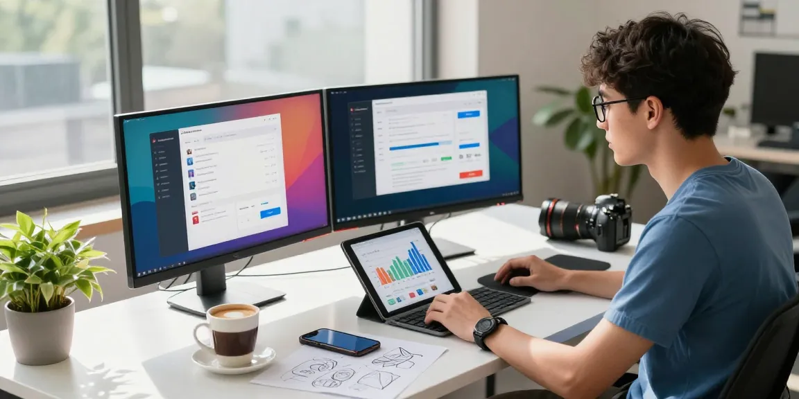 Développeur utilisant une application gratuite pour deuxième numéro dans un bureau contemporain rempli de lumière naturelle.