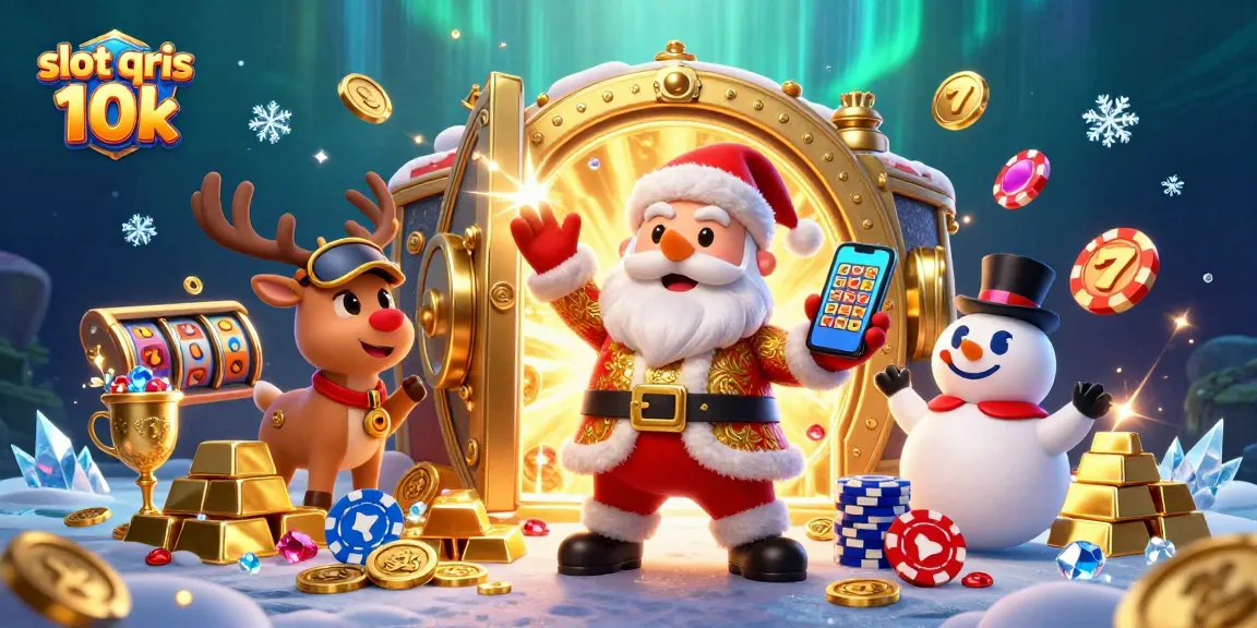 Experience thrilling jackpots with slot qris 10k in this vibrant casino illustration featuring a festive scene.