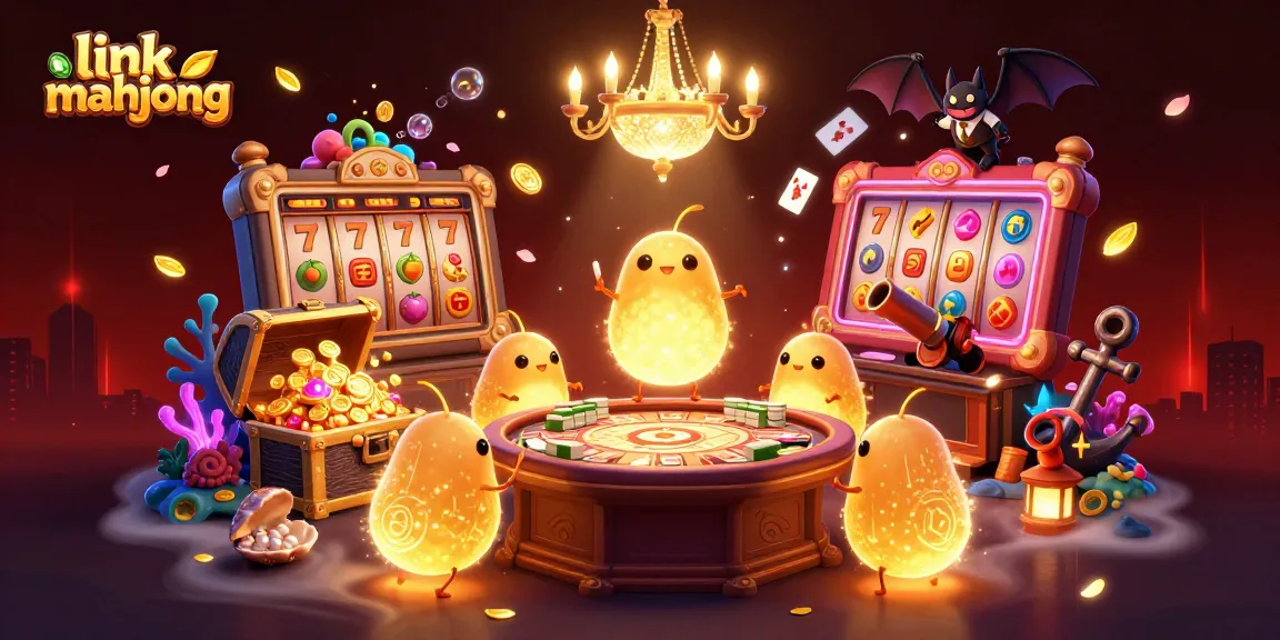 Engage in the vibrant world of link mahjong with brightly lit casino glowworms and dynamic slot elements.