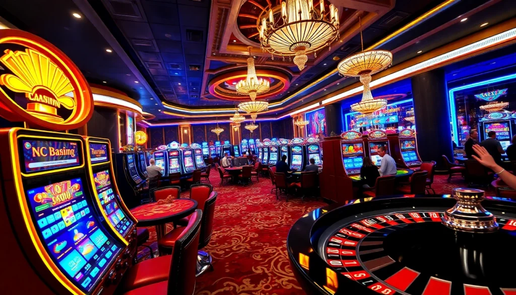 x88 casino interior with players enjoying slot machines and table games, celebrating wins.
