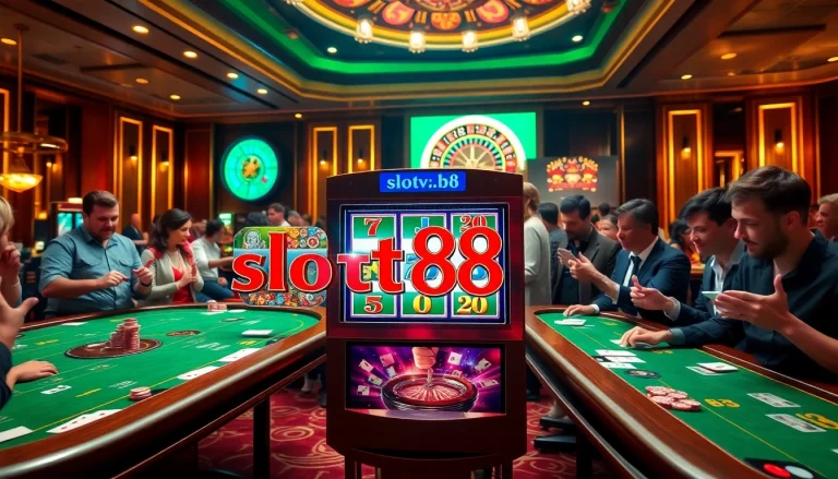 Winning players enjoying the excitement of slot88 in a vibrant casino atmosphere.