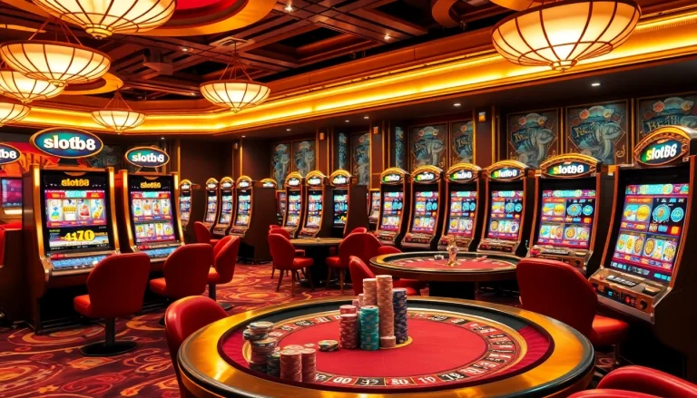 Experience excitement with slot88 machines in a lively casino, surrounded by winning players.