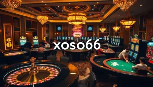 Xoso66 players enjoying vibrant casino games in a luxurious setting.